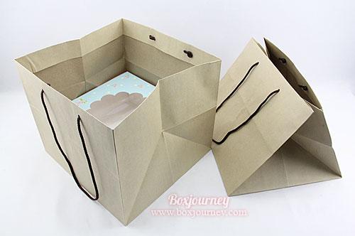 ถุงกระดาษหูเชือก คราฟน้ำตาลใส่กล่องเค้ก 3ปอนด์