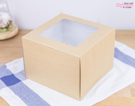 กล่องเค้ก 1 ปอนด์คราฟหลังขาว (ทรงสูง)