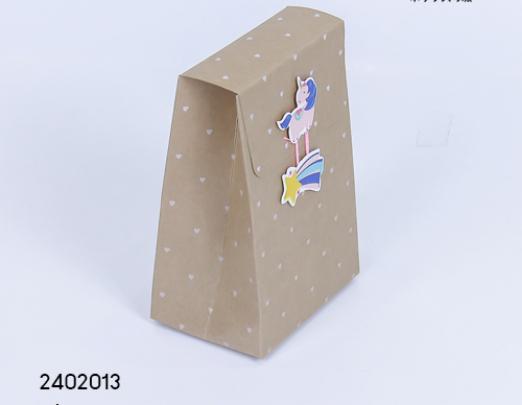 This DIY Gift Box Small Square Is Made Of Design Printing Brown Paper 