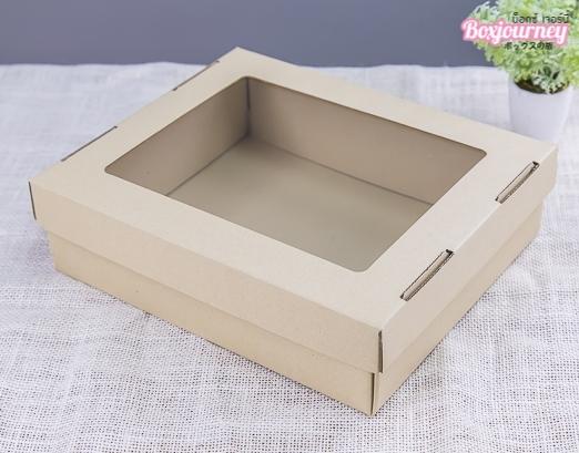 กล่องลูกฟูกอเนกประสงค์+ฝาหน้าต่าง 23x27x7.6 cm.