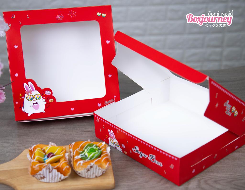 กล่องเค้ก 2 ปอนด์ ทรงเตี้ย ลาย Sugar bun 002
