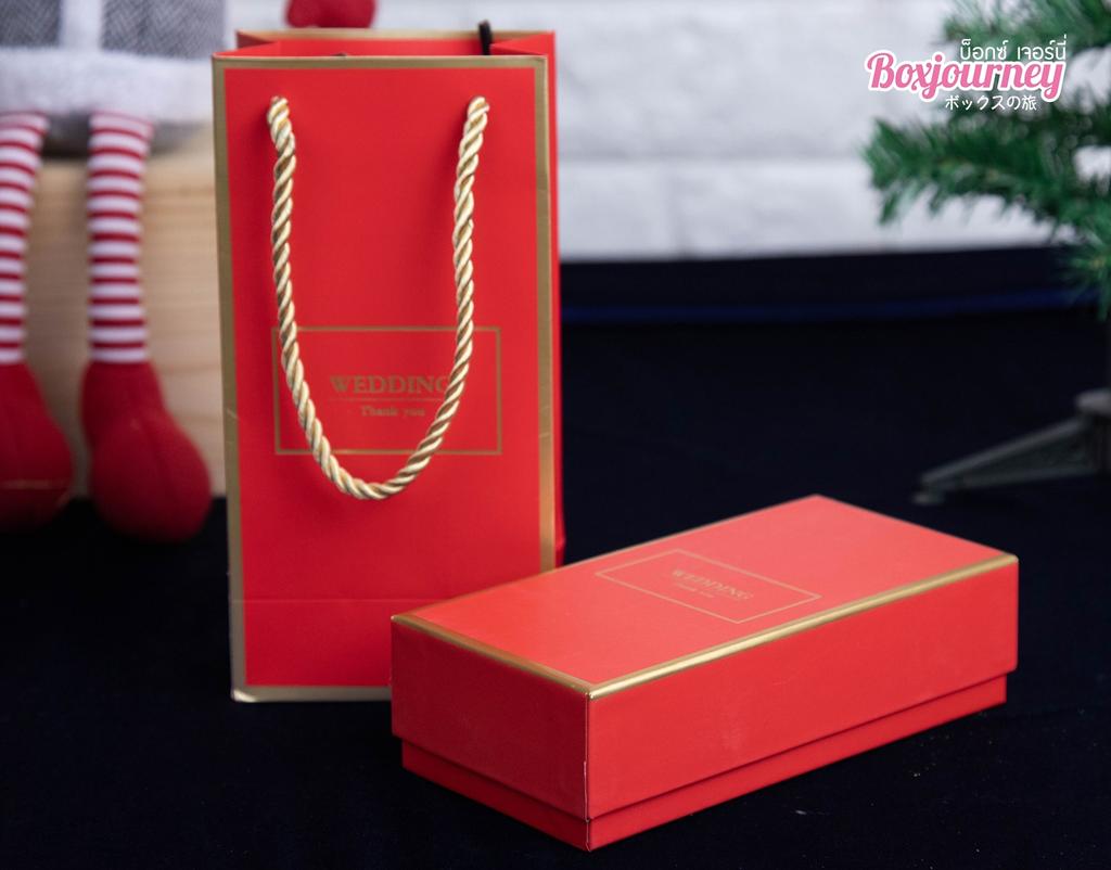 เซท กล่อง+ถุงกระดาษสีแดง ขนาด 20x10x6.5 cm. G152