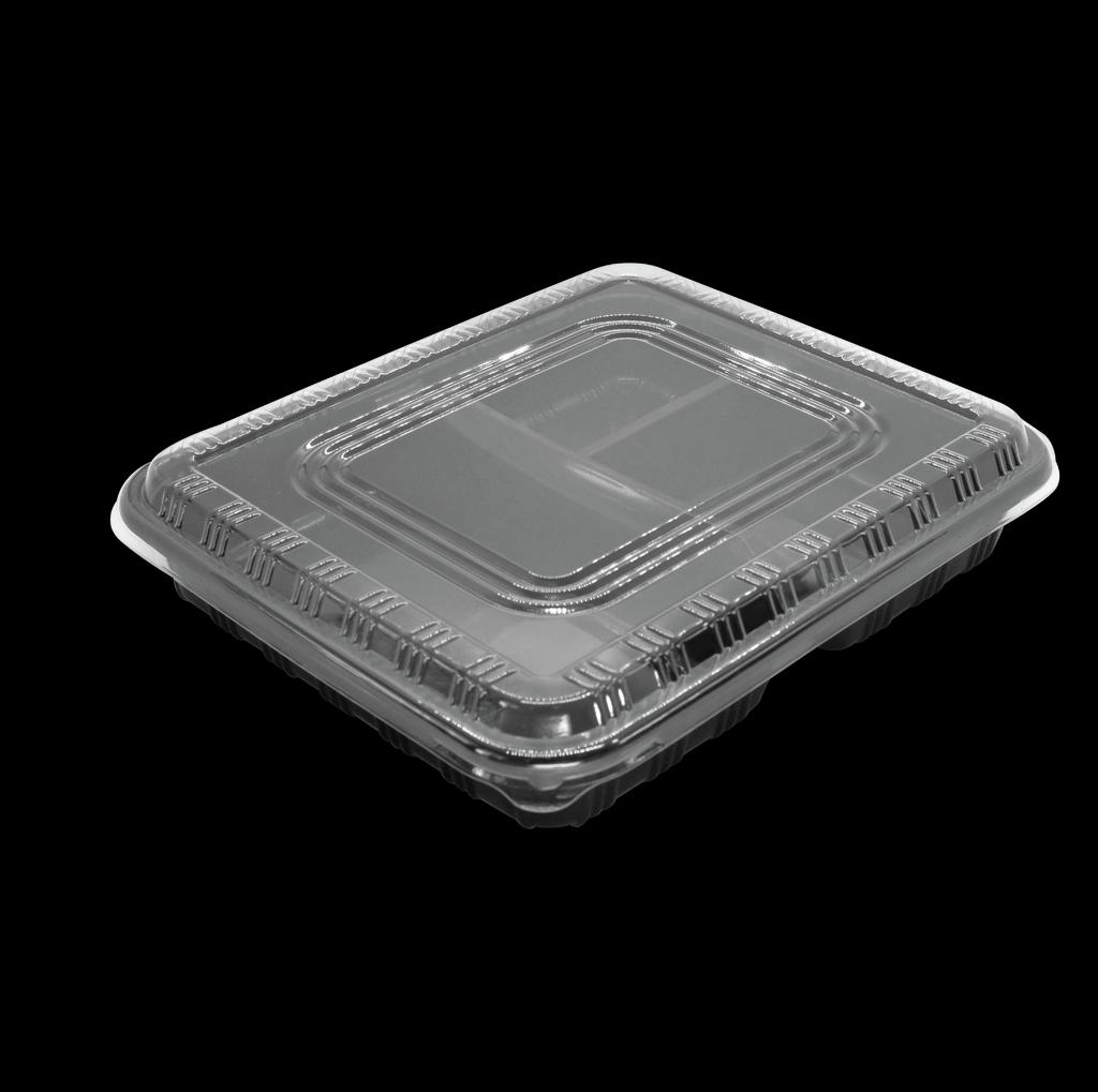 กล่องใส่อาหาร 3 ช่อง สีดำ พร้อมฝา TB-800-3