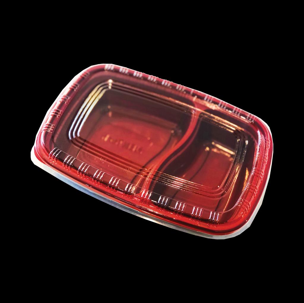 กล่องใส่อาหาร 2 ช่อง สีดำแดง พร้อมฝา TRB-750-2