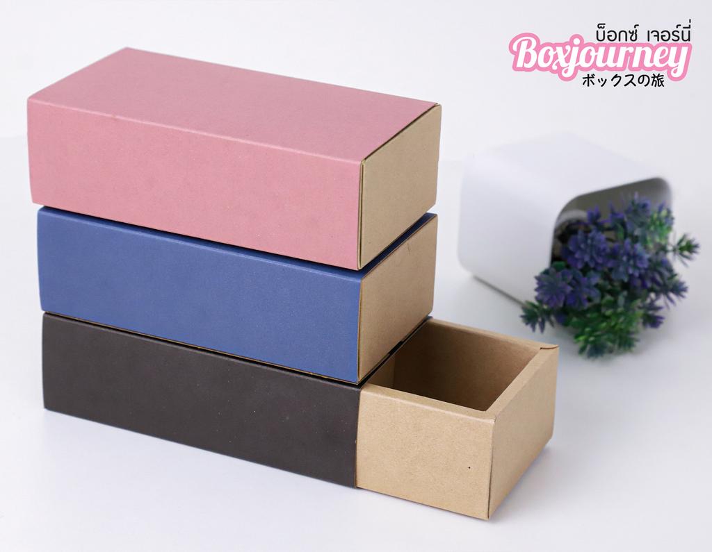 กล่องของขวัญ สีชมพู 2 ช่อง ฝาสอด 8.6x16x5 ซม.