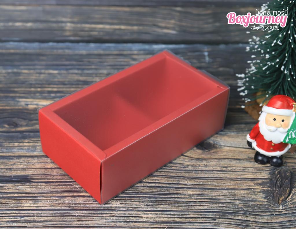 กล่องกระดาษสีแดงฝาพลาสติก 2 ช่อง (แบบสอด)G225