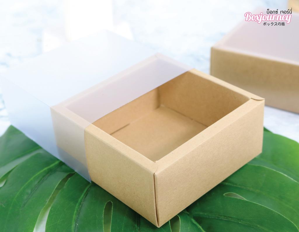 กล่องของขวัญคราฟ 1 ช่อง ฝาพลาสติก (แบบสอด) 11.5x11.5x5 ซม.