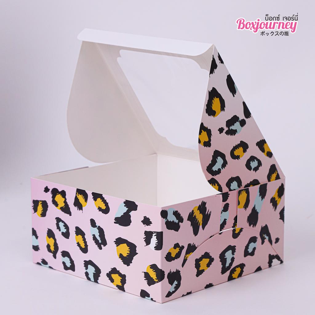 กล่องเค้ก 1 ปอนด์ ลาย pink leopard