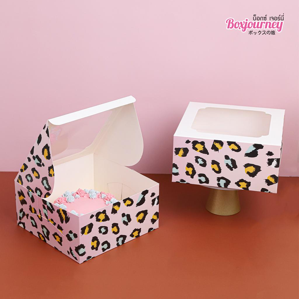 กล่องเค้ก 1 ปอนด์ ลาย pink leopard
