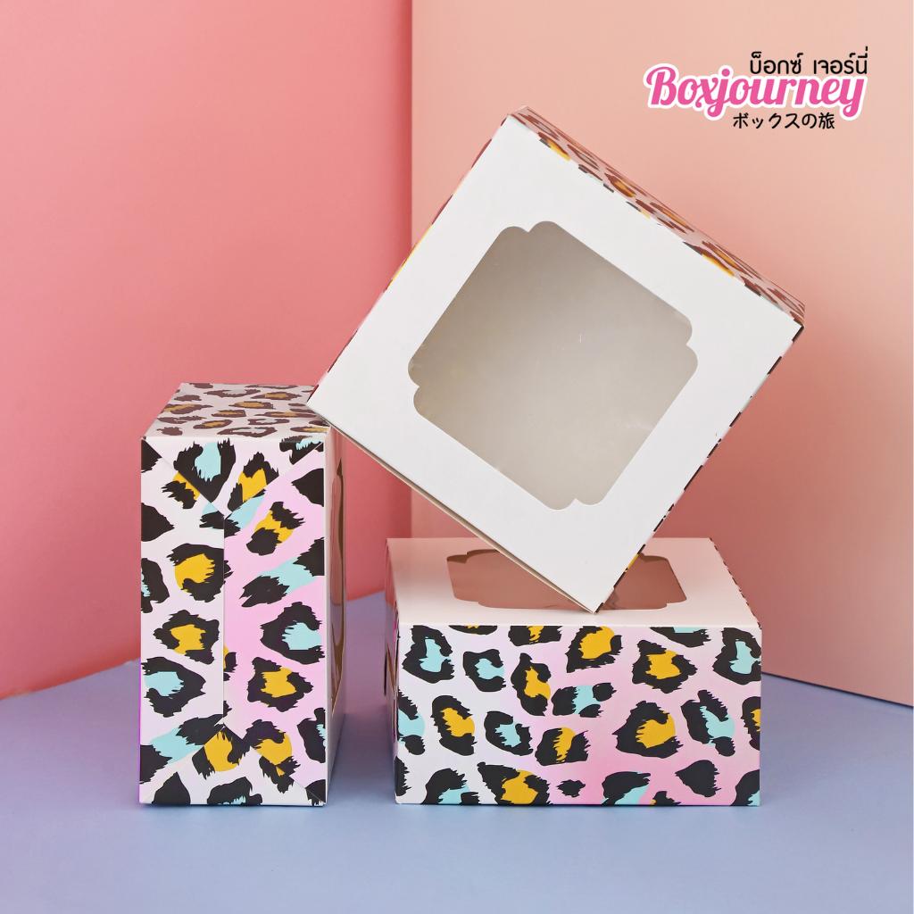 กล่องสแน็คหน้าต่าง ลาย pink leopard
