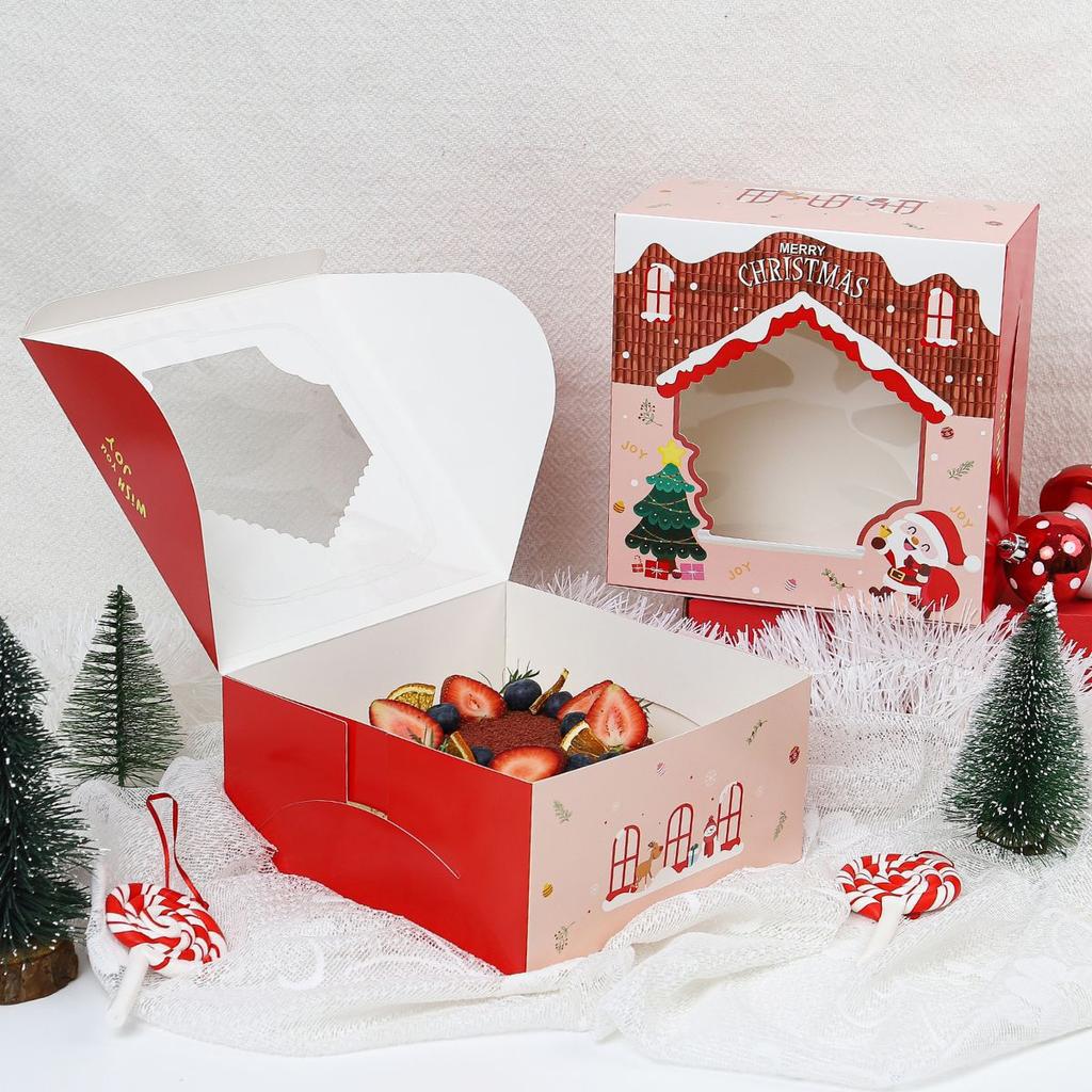 กล่องเค้ก 1 ปอนด์ ลาย Christmas house