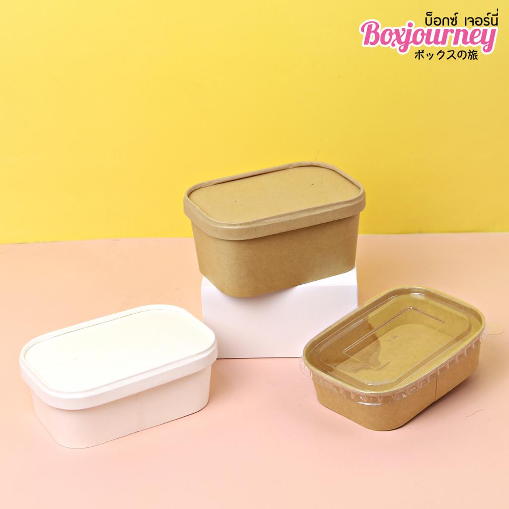 Oval kraft food box, size 580 ml., paper lid