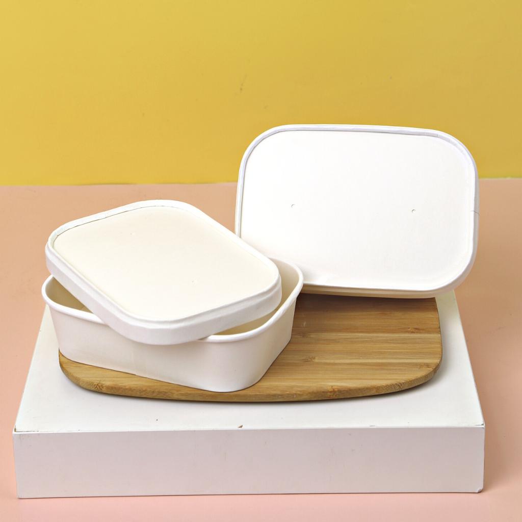 White oval food box, size 580 ml., paper lid