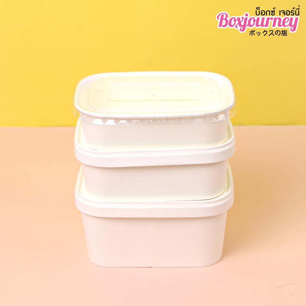 White oval food box, size 580 ml., paper lid