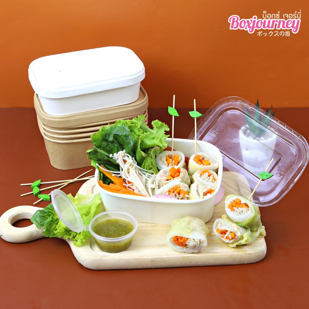 White oval food box, size 580 ml., paper lid