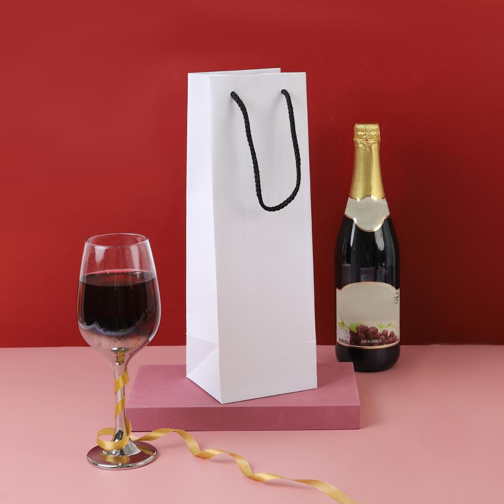 Wine Bag with white Rope Handle 11.5x10.5x35 cm.