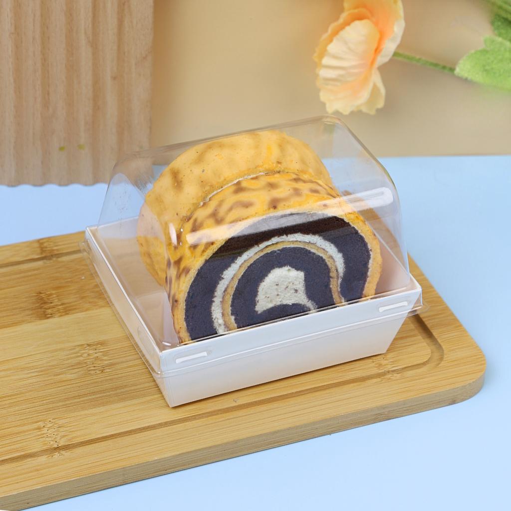 Cake roll box with white dome lid