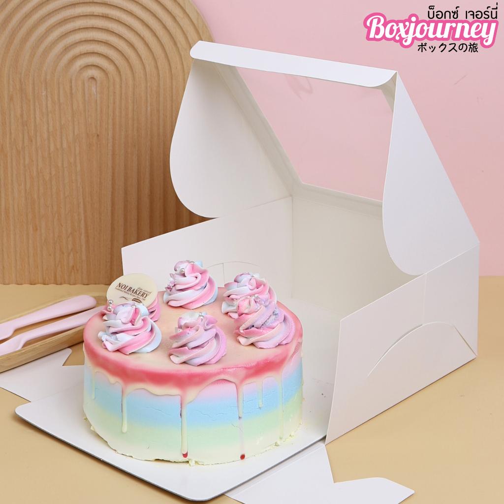 1-Pound Cake Box, White with square Window.