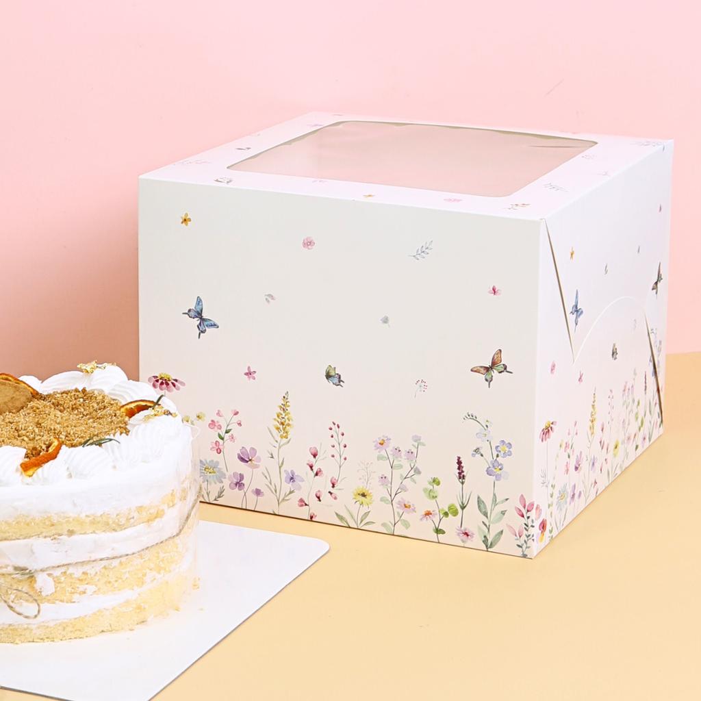 2-pound cake box,19 cm flying flowers design.