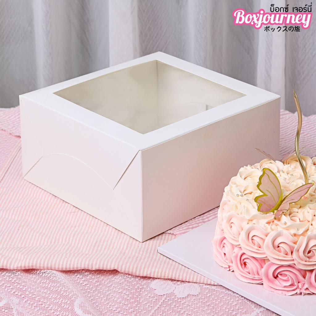 1-Pound Cake Box, White with square Window.