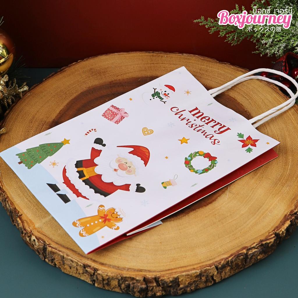 ถุงกระดาษหูเกลียว พิมพ์ลาย story christmas 15x8x21 ซม.