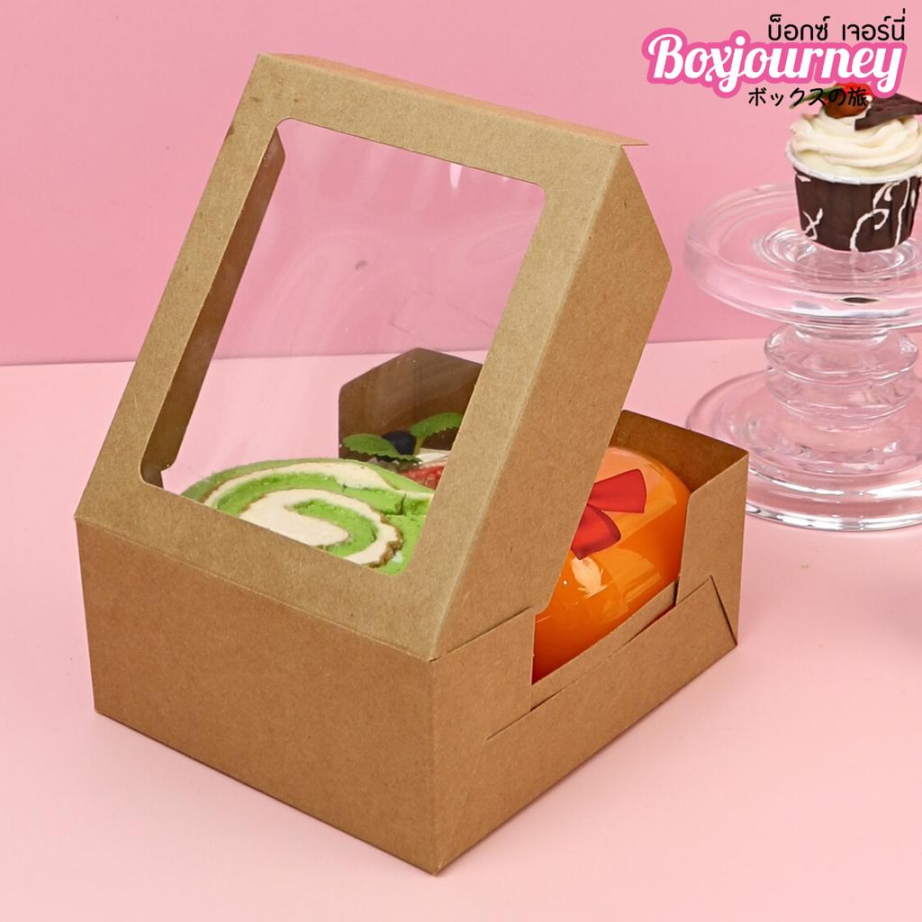 Snack Box, kraft Paper with Square Window 12.7x14x6.3cm.