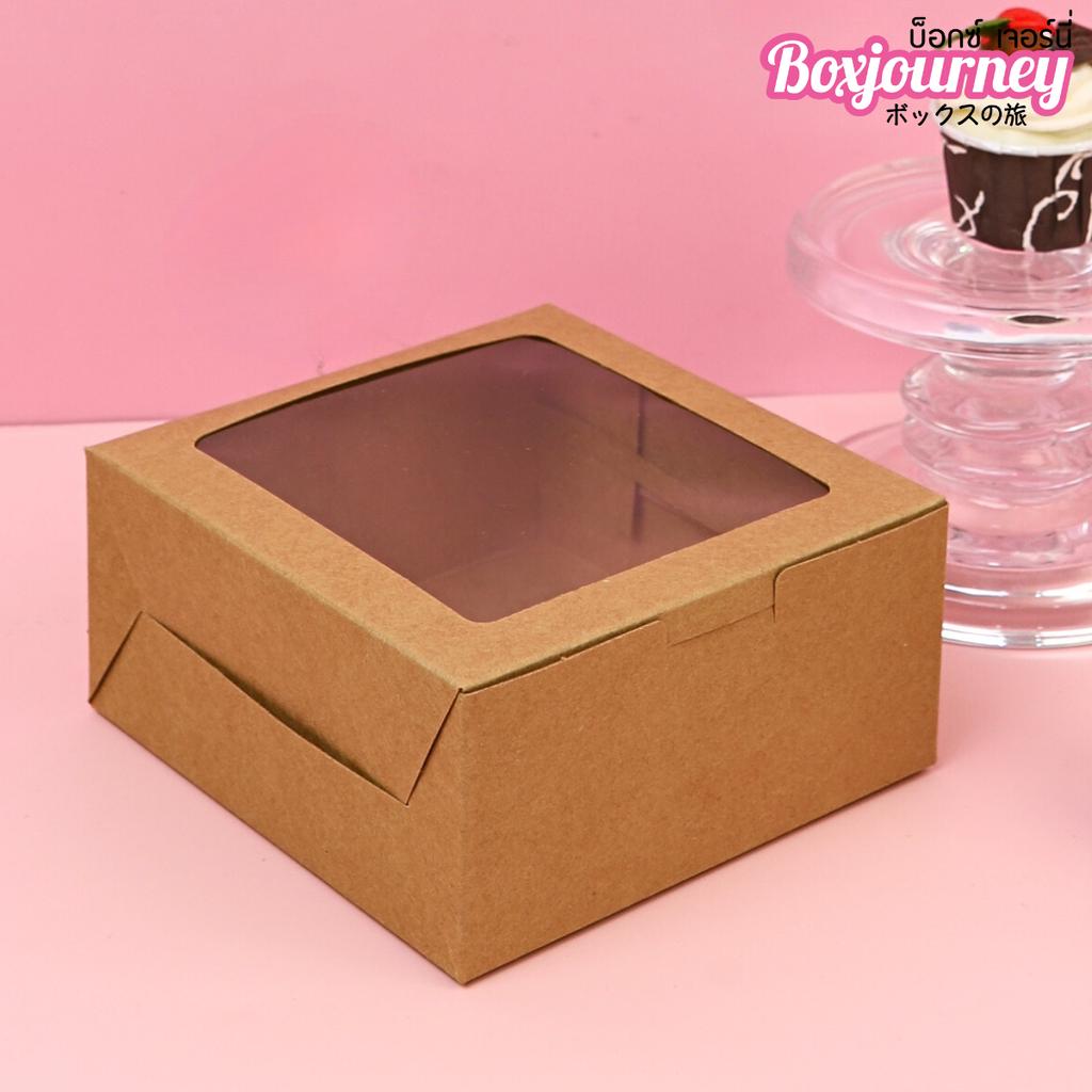 Snack Box, kraft Paper with Square Window 12.7x14x6.3cm.