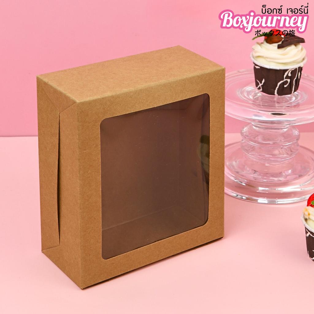 Snack Box, kraft Paper with Square Window 12.7x14x6.3cm.