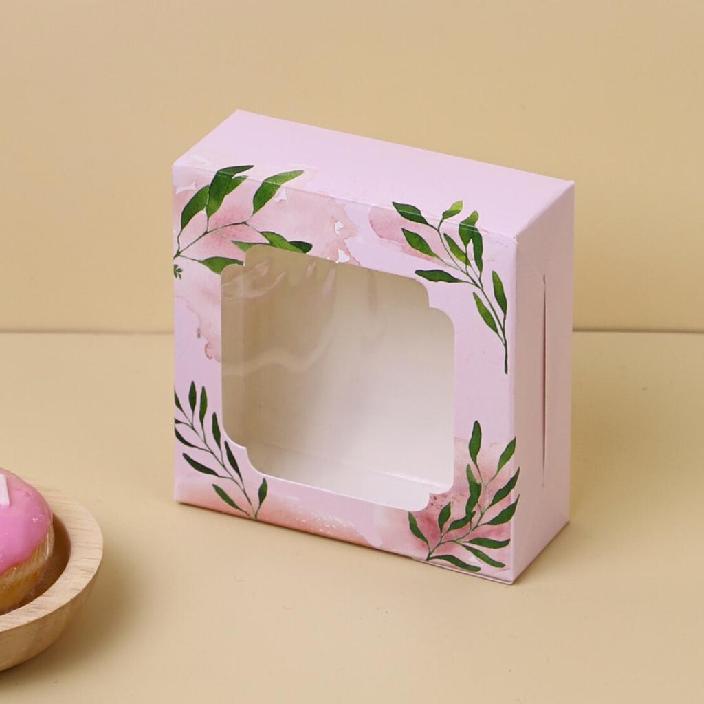 1-Piece Brownie Box,Pink leaf Design