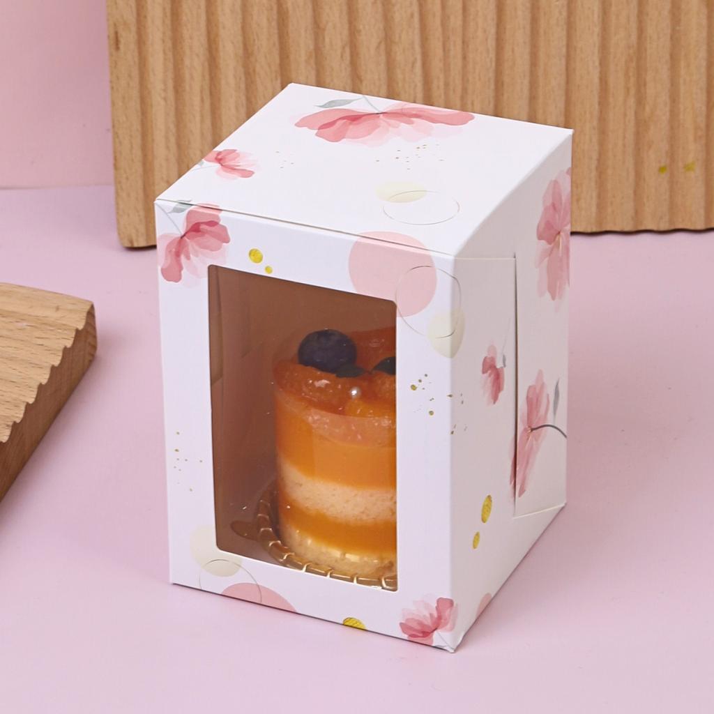 1-Piece Cake Box, Mild Flower Bloom design  9x12.5x9 cm.