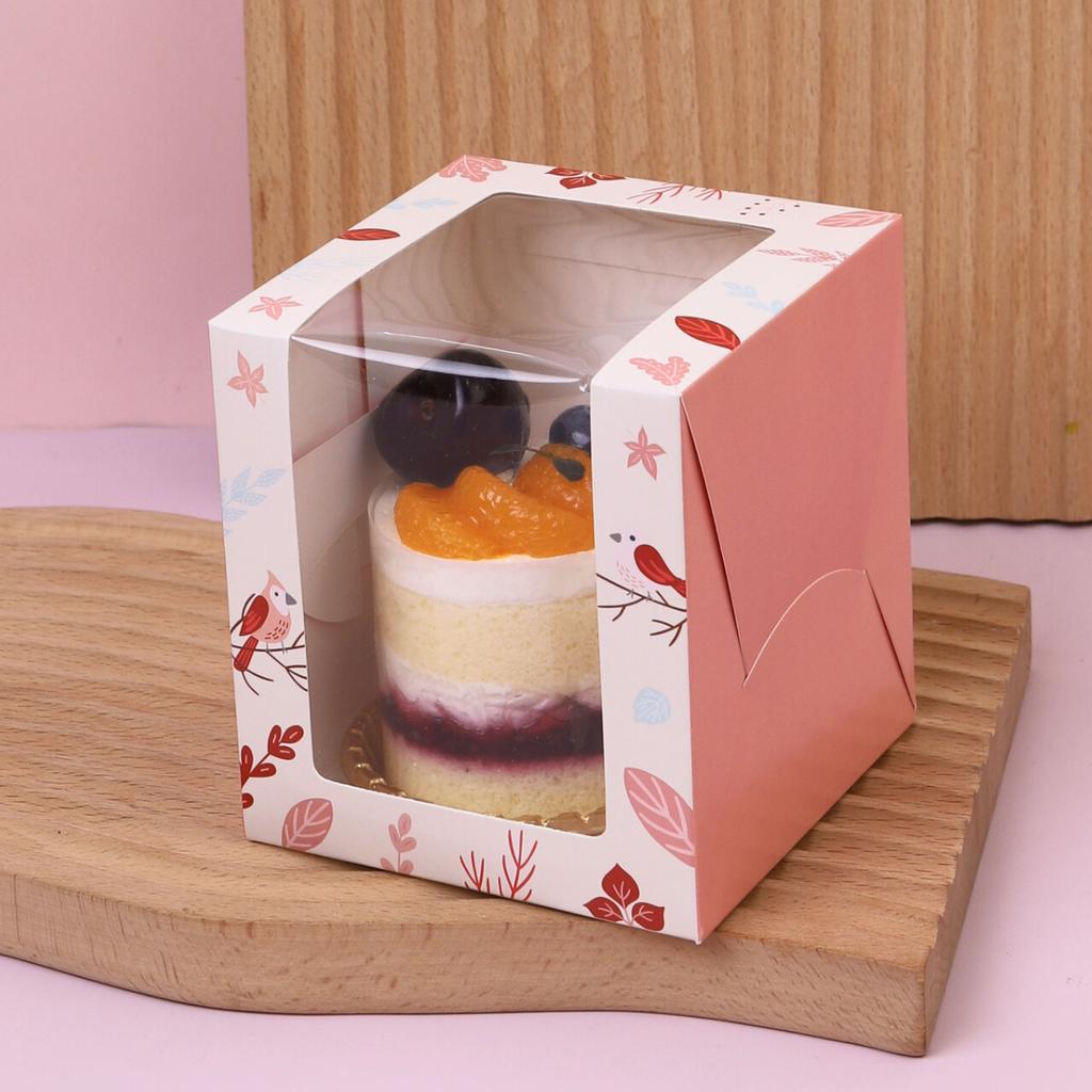 1 cake box, V-Chef window 10x10x11cm., Whispering Leaves design.