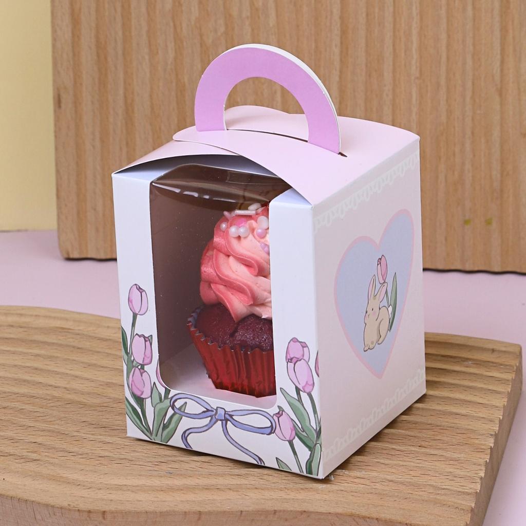 1-Cupcake Box, Tulip Treat design  8.5x8.5x10.5 cm.