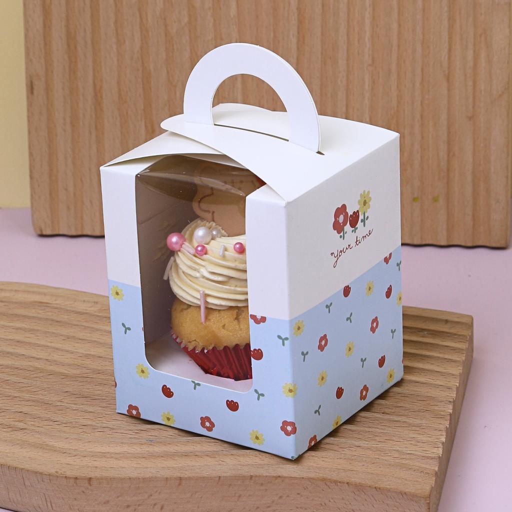 1-Cupcake Box, Your time design  8.5x8.5x10.5 cm.