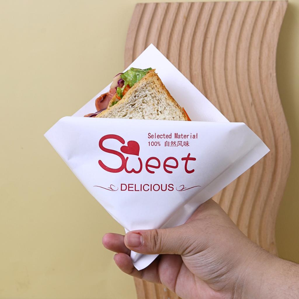 ซองกระดาษแซนวิชสีขาว ลาย SWEET ขนาด 15x15 ซม.