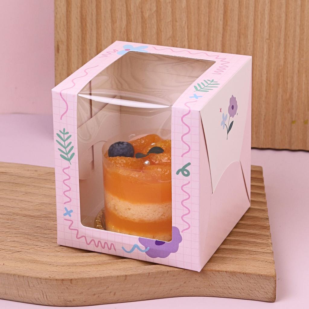 1 cake box, V-Chef window 10x10x11cm., Good vibes design.