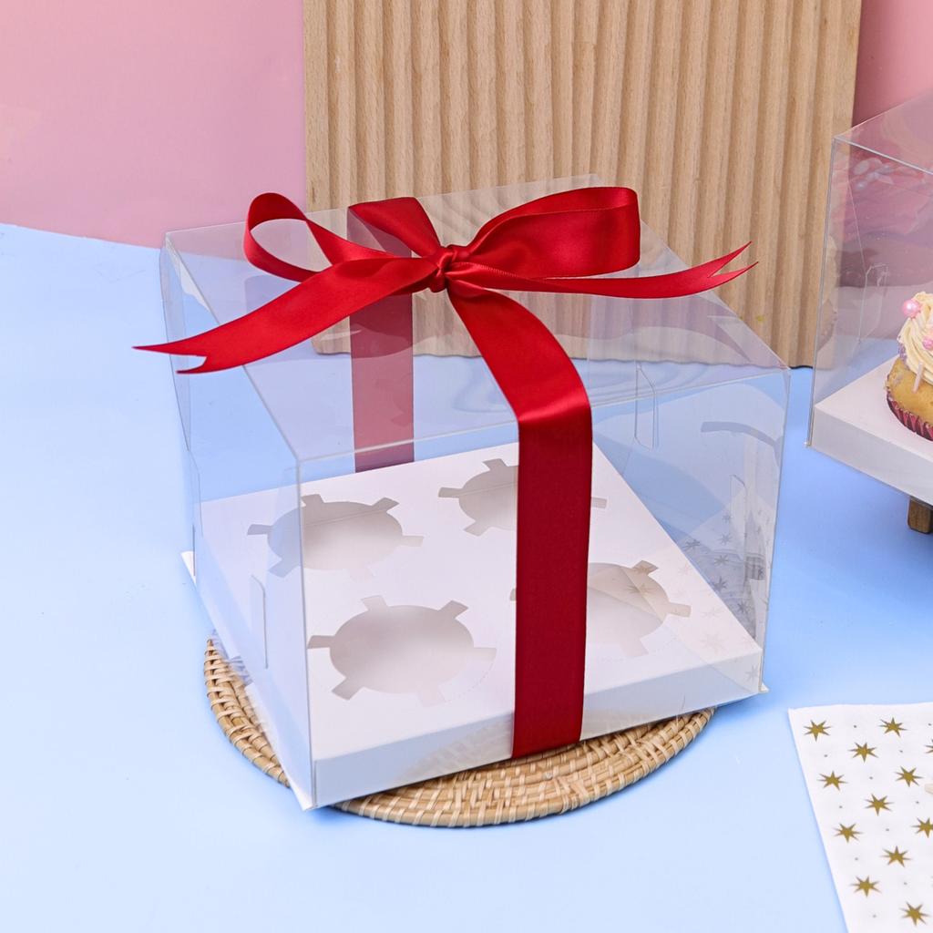 4-piece cupcake box, white base with lid (Tall style)