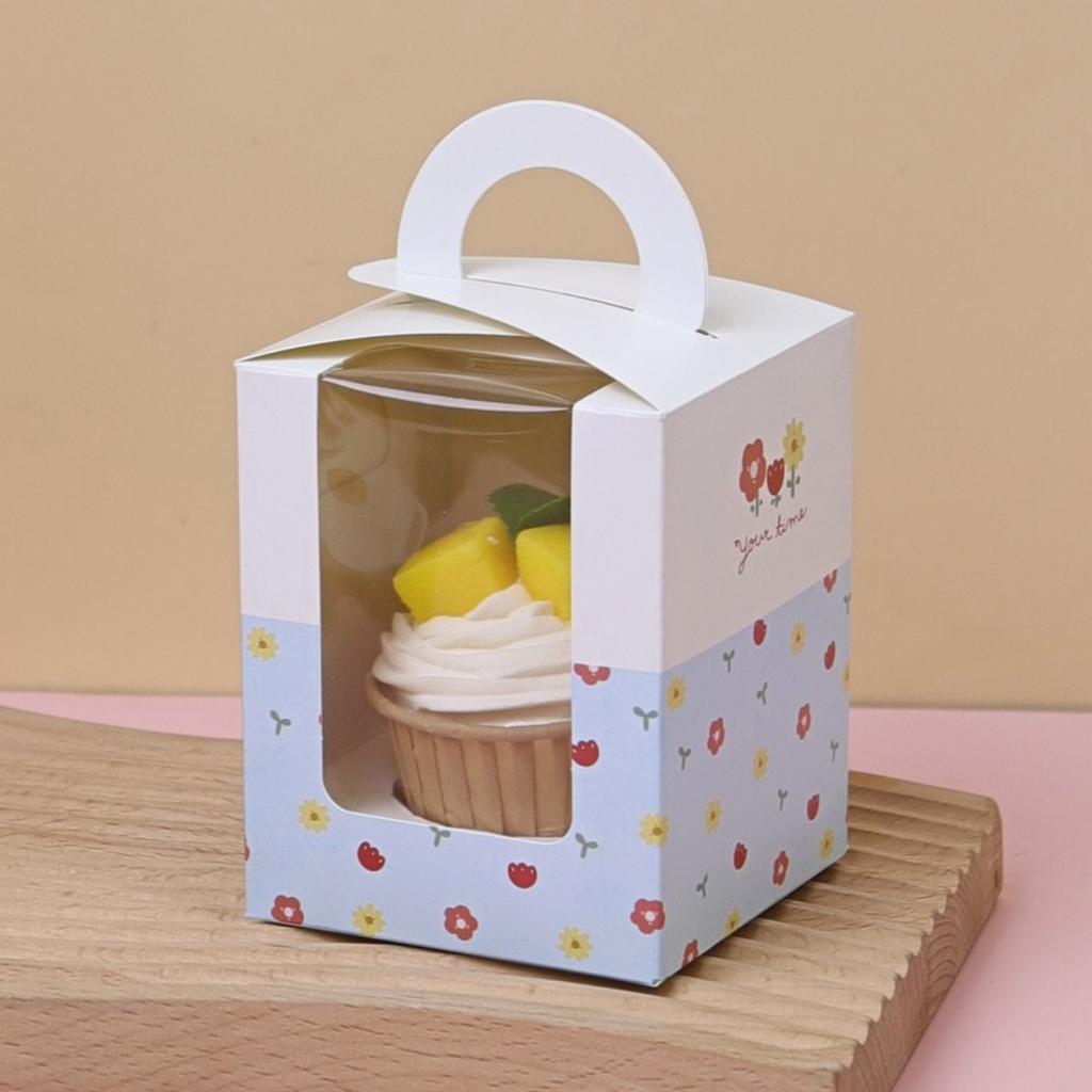 1-Cupcake Box, Your time design  8.5x8.5x10.5 cm.