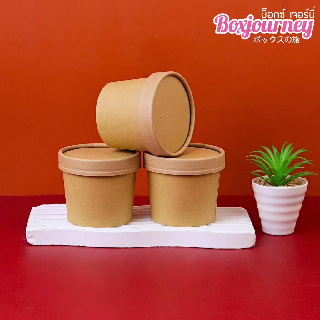 ถ้วยซุปกระดาษคราฟท์พร้อมฝากระดาษ 10 oz.