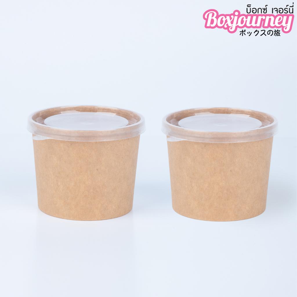 ถ้วยซุปกระดาษคราฟท์พร้อมฝาพลาสติก 10 oz.
