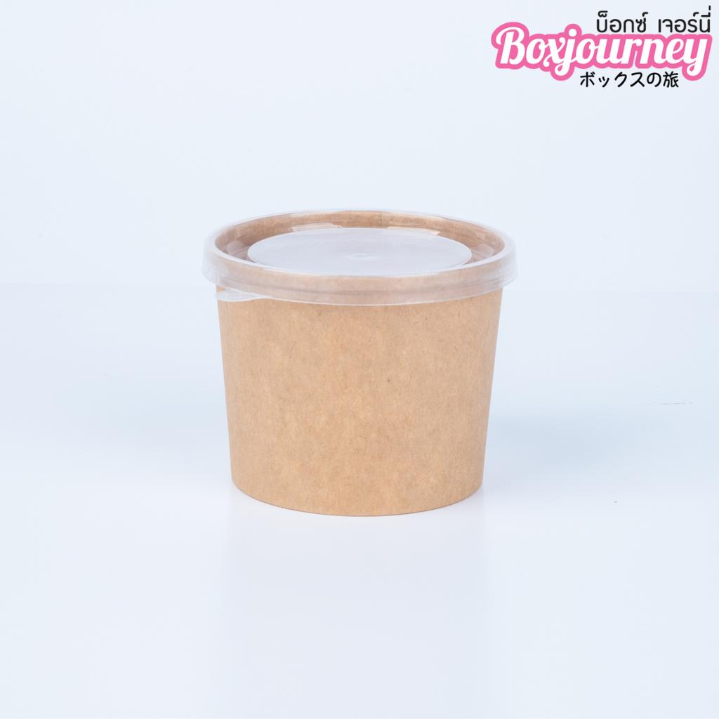ถ้วยซุปกระดาษคราฟท์พร้อมฝาพลาสติก 10 oz.