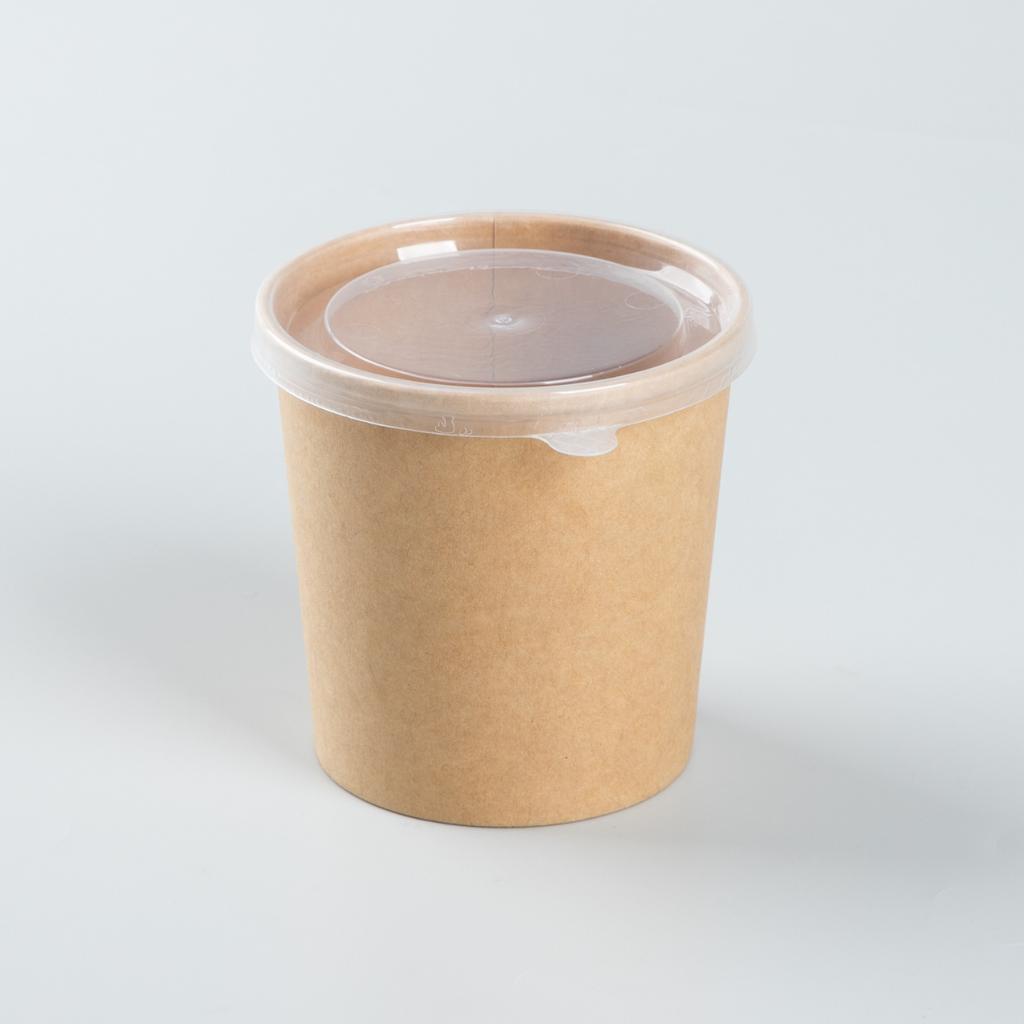 ถ้วยซุปกระดาษคราฟท์พร้อมฝาพลาสติก 12 oz.