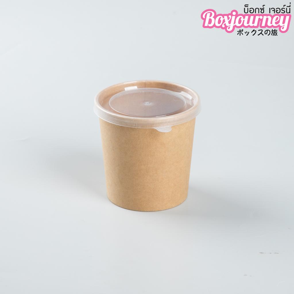 ถ้วยซุปกระดาษคราฟท์พร้อมฝาพลาสติก 12 oz.