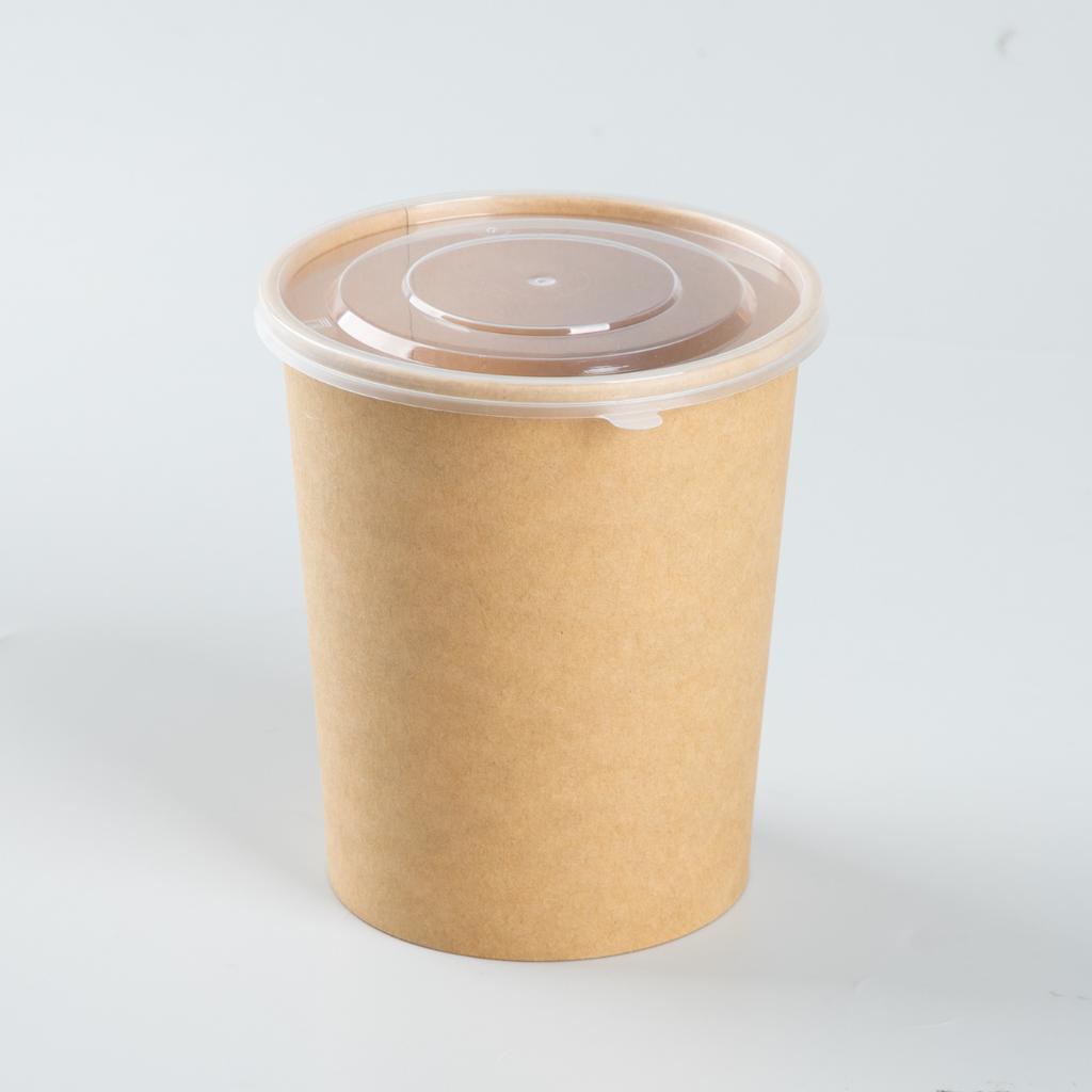 ถ้วยซุปกระดาษคราฟท์พร้อมฝาพลาสติก 32 oz.