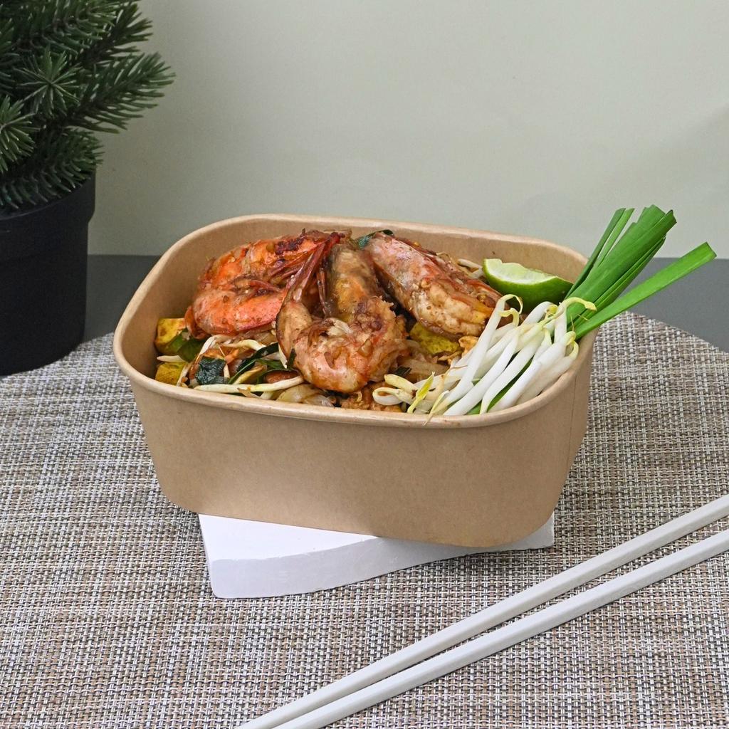 Kraft paper food box, oval, 750ml, no lid