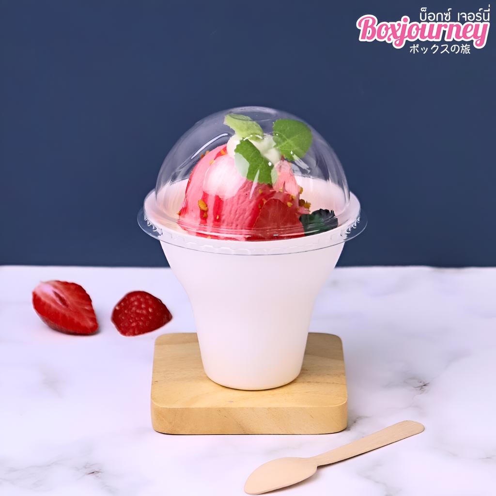 ถ้วยไอศครีม พร้อมฝา PET ขนาด 300 ml. (ผิวเรียบ)