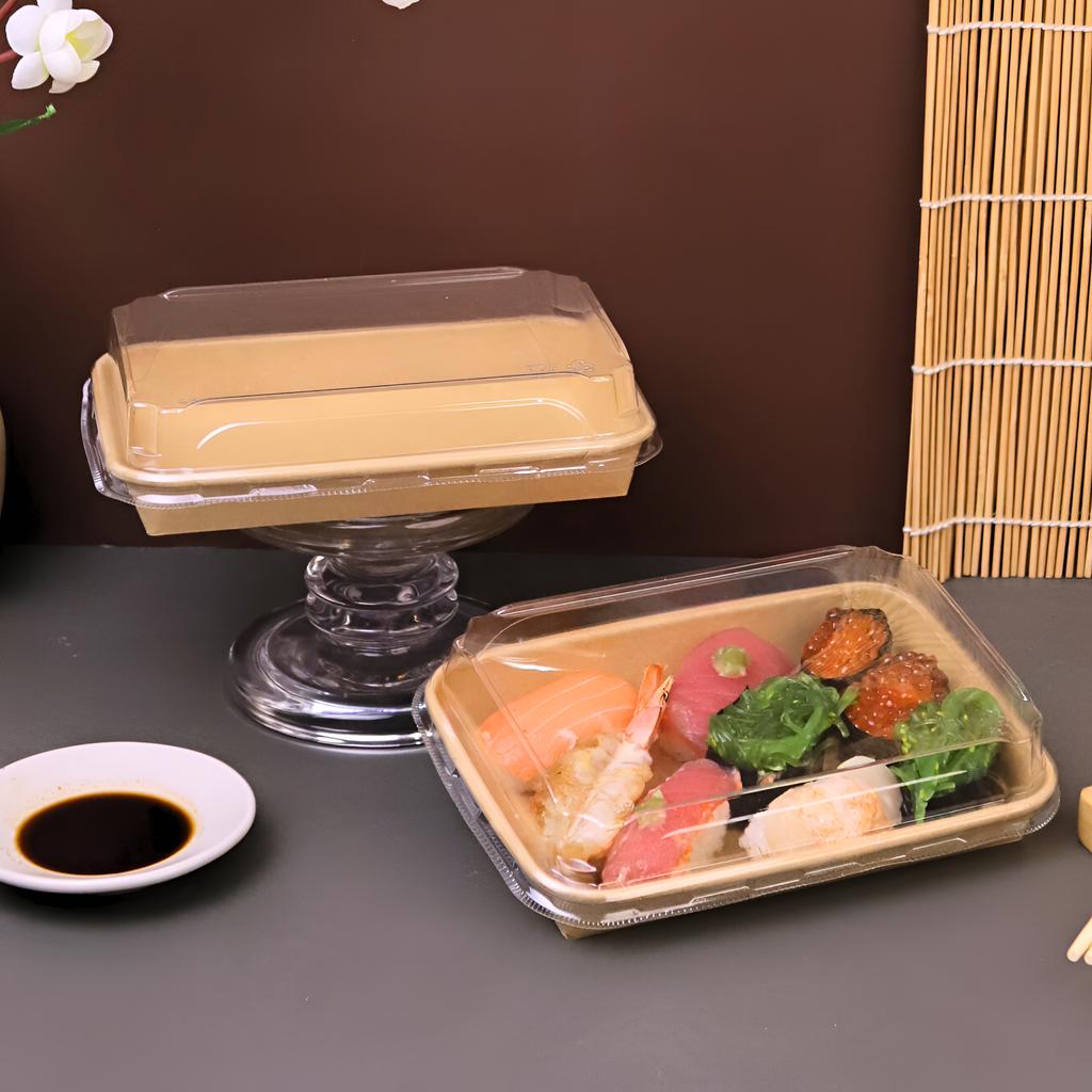 ถาดซูชิ พร้อมฝา PET ขนาด 18.5 x 12.9 x 2.4 ซม.