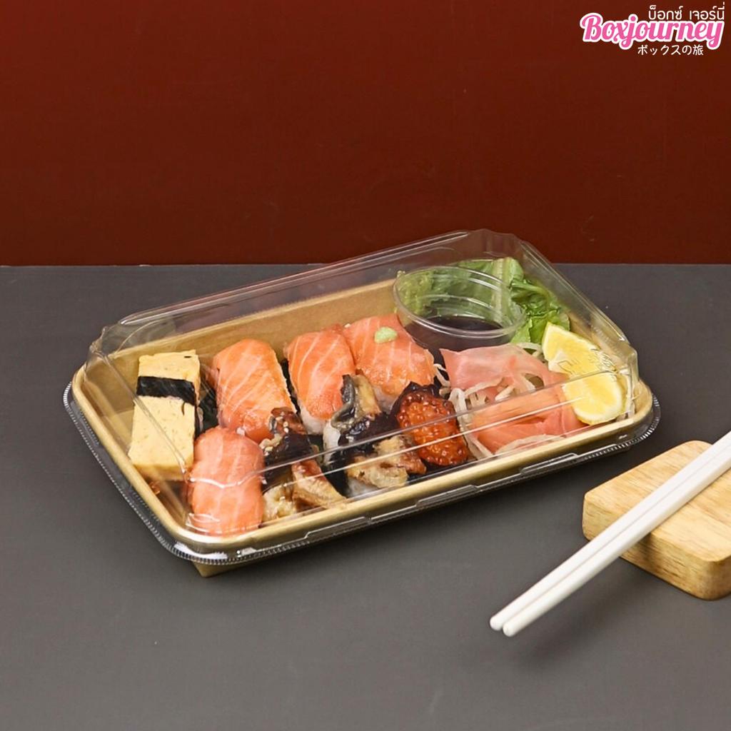 ถาดซูชิ พร้อมฝา PET ขนาด 22.1 x 13.8 x 2.4 ซม.