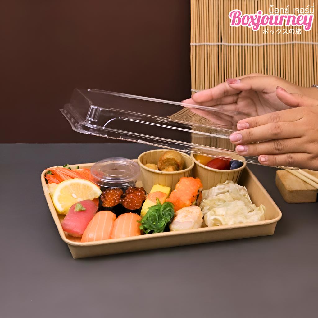 ถาดซูชิ พร้อมฝา PET ขนาด 25.6 x 18.2 x 2.4 ซม.