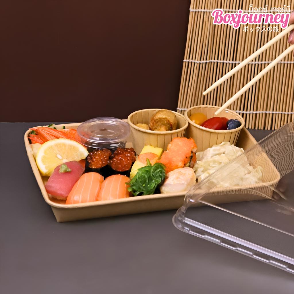 ถาดซูชิ พร้อมฝา PET ขนาด 25.6 x 18.2 x 2.4 ซม.
