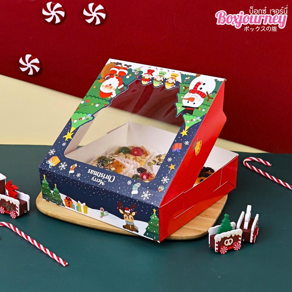 กล่องเค้ก 1 ปอนด์ทรงเตี้ย ลาย Snowy Hug